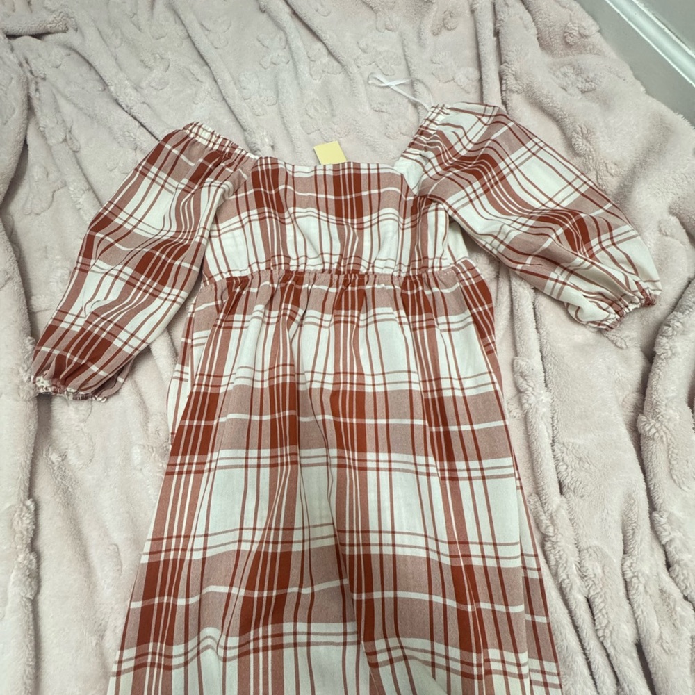 Monteau Red and White Plaid Kids Dress